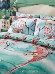 Joe Browns Aqua Cherry Blossom Cotton Sateen Reversible Duvet Set - Image 5 of 7