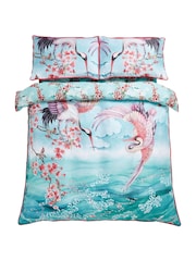 Joe Browns Aqua Cherry Blossom Cotton Sateen Reversible Duvet Set - Image 6 of 7