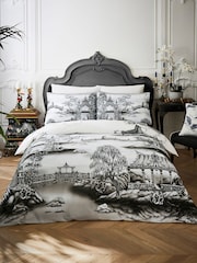 Joe Browns White Sketch Print Cotton Sateen Reversible Duvet Set - Image 2 of 7