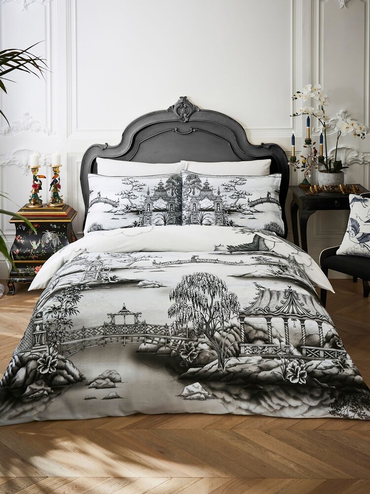Joe Browns White Sketch Print Cotton Sateen Reversible Duvet Set - Image 2 of 7