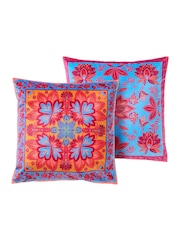 Joe Browns Orange Bespoke Printed Bold Velvet Reversible Cushion - Image 2 of 6