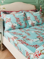 Joe Browns Aqua Cherry Blossom 200 Thread Count Fitted Sheet - Image 2 of 3