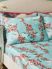 Joe Browns Aqua Cherry Blossom 200 Thread Count Fitted Sheet - Image 3 of 3