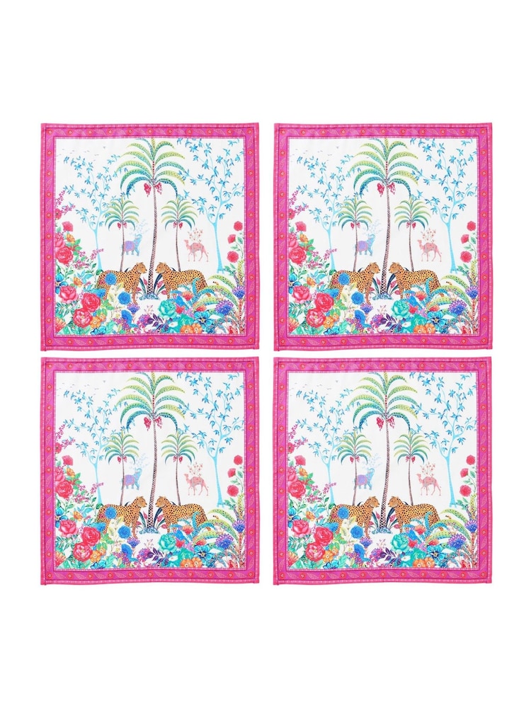 Joe Browns Set of 4 Cream Leopard Border Print Napkins - Image 4 of 4
