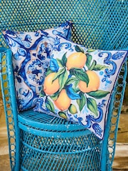 Joe Browns Lemon Yellow Tile Print Outdoor Reversible Garden Cushion - Image 1 of 7