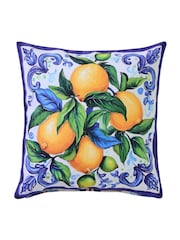Joe Browns Lemon Yellow Tile Print Outdoor Reversible Garden Cushion - Image 6 of 7