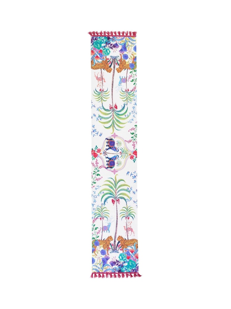 Joe Browns Cream Elephant Border Print Tasselled Table Runner - Image 2 of 4