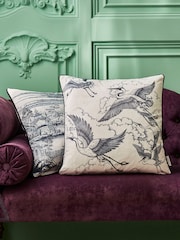 Joe Browns White Monochrome Sketch Reversible Velvet Cushion - Image 1 of 6