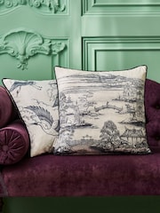 Joe Browns White Monochrome Sketch Reversible Velvet Cushion - Image 4 of 6