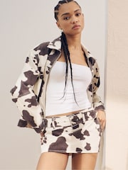 Abercrombie & Fitch Cream Denim Zip Up Pony Print Jacket - Image 2 of 8