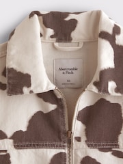 Abercrombie & Fitch Cream Denim Zip Up Pony Print Jacket - Image 8 of 8