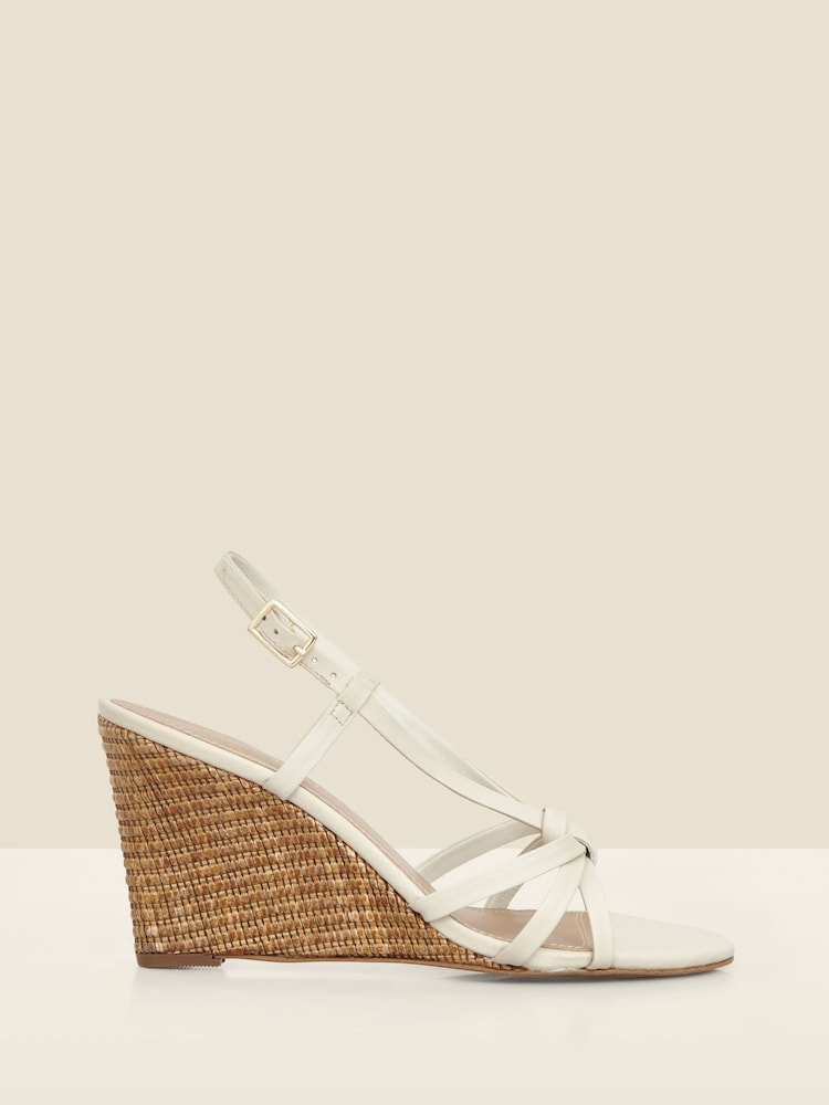Sosandar White Strappy Wedge Heel Sandals - Image 1 of 4
