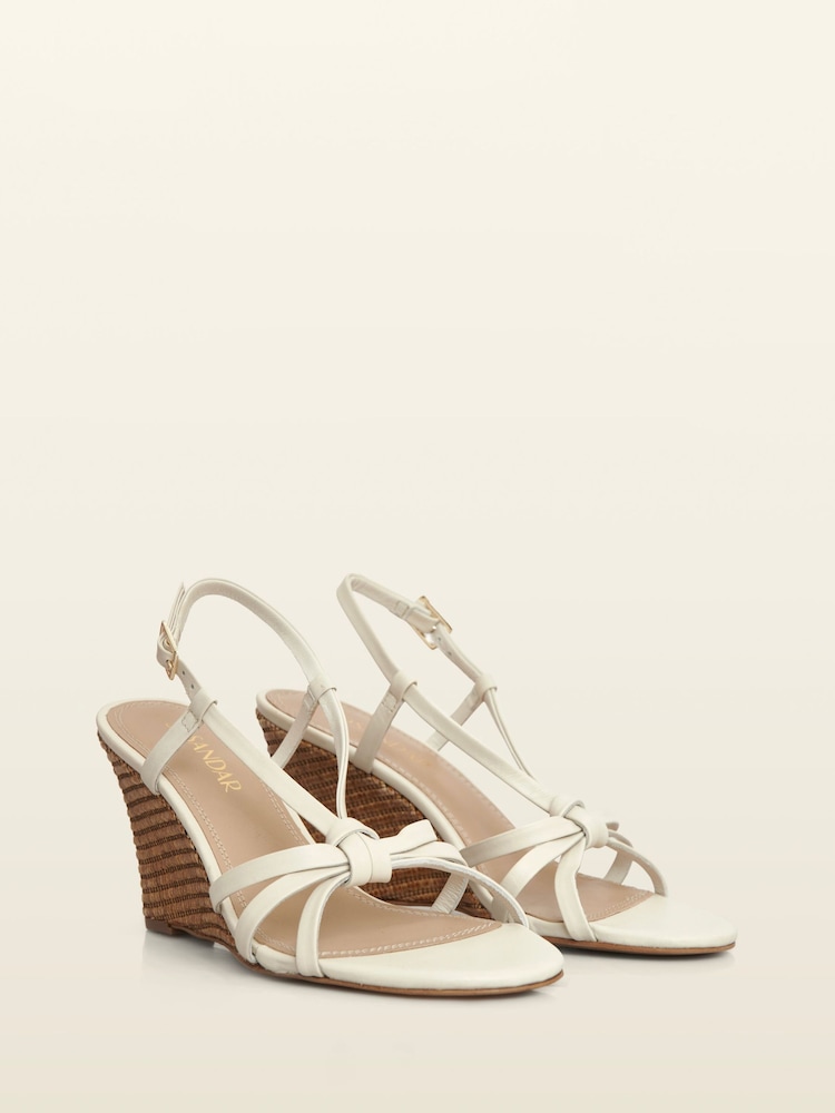 Sosandar White Strappy Wedge Heel Sandals - Image 2 of 4