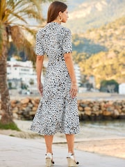 Sosandar Grey Animal Print Tie Waist Shirt Dress - Image 3 of 5
