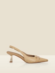 Sosandar Gold Raffia Slingback Court Shoes With Gold Detail - Image 1 of 4