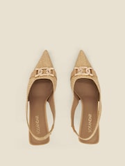 Sosandar Gold Raffia Slingback Court Shoes With Gold Detail - Image 3 of 4