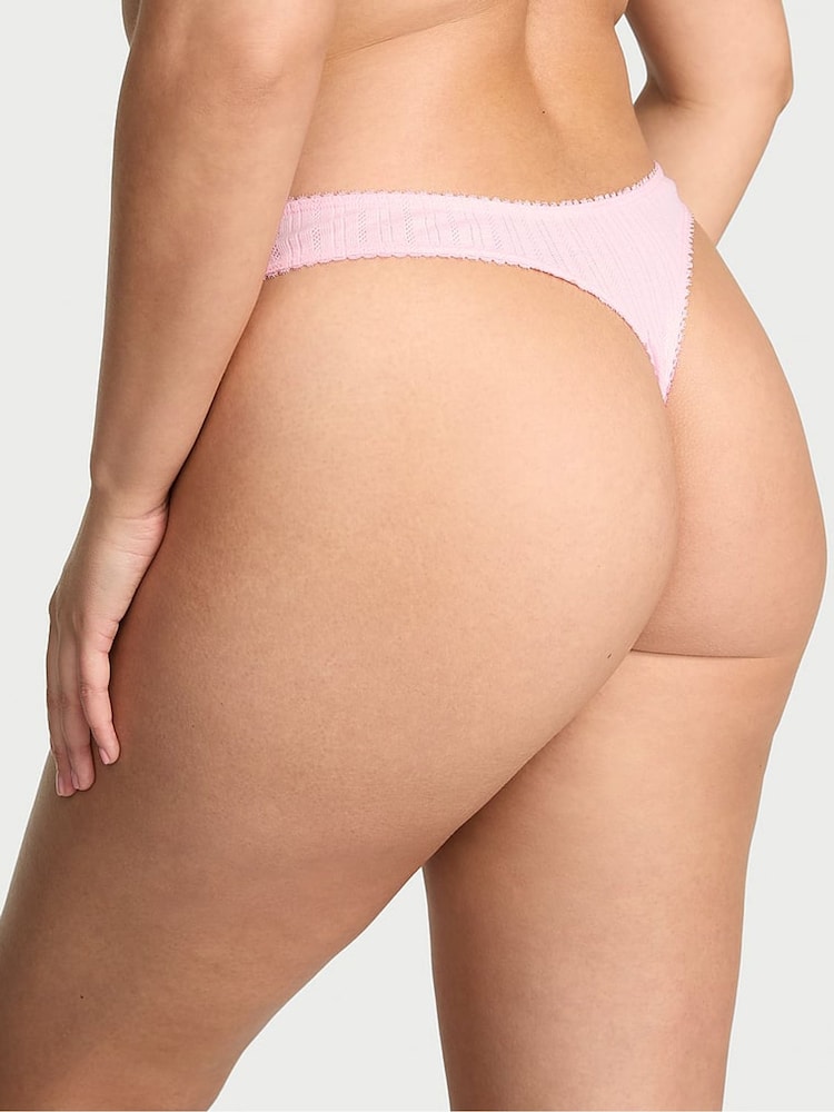 Victoria's Secret Pretty Blossom Pink Thong Pointelle Knickers - Image 2 of 3