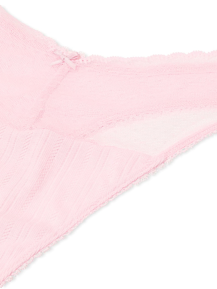 Victoria's Secret Pretty Blossom Pink Thong Pointelle Knickers - Image 3 of 3