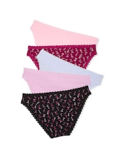 Victoria's Secret Pink/Purple/Blue/Black Bikini 5 Pack Cotton Lace Trim Knickers - Image 2 of 2