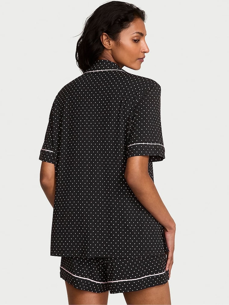Victoria's Secret Black & Pretty Blossom Pink Dot Modal Short Pyjamas Set - Image 2 of 3 Victoria's Secret Black & Pretty Blossom Pink Dot Modal Short Pyjamas Set - Image 2 of 3
