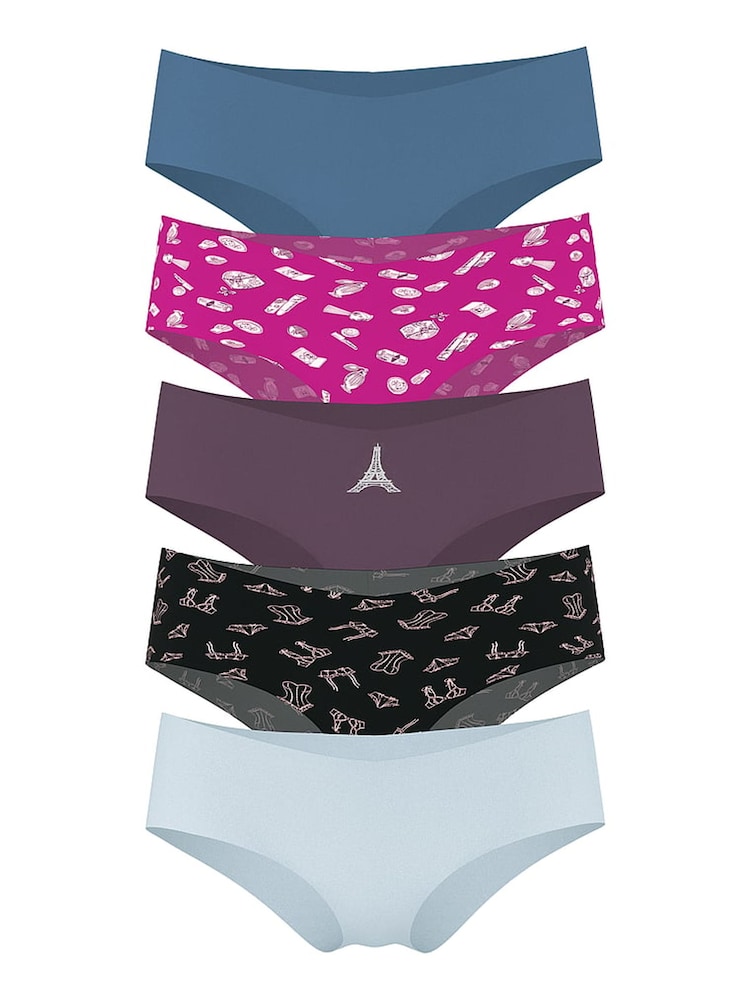 Victoria's Secret Blue/Pink/Purple/Black Cheeky 5 Pack Knickers - Image 1 of 1 Victoria's Secret Blue/Pink/Purple/Black Cheeky 5 Pack Knickers - Image 1 of 1