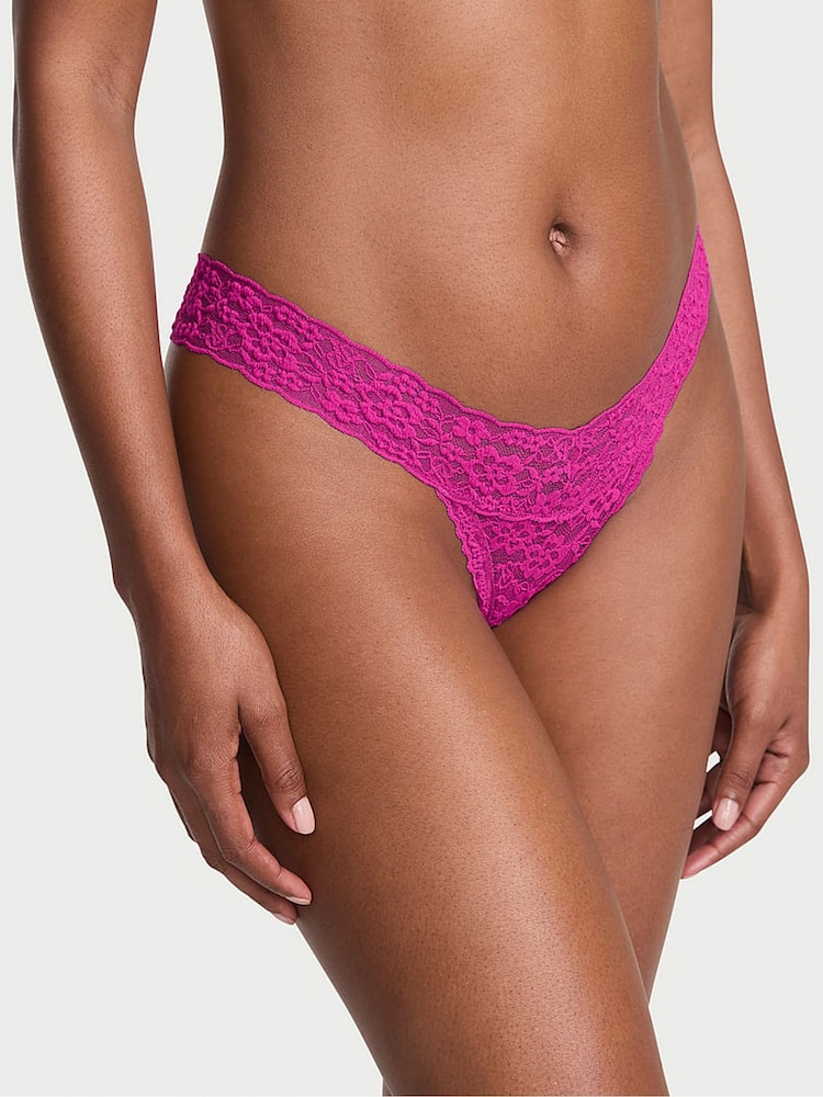 Victoria's Secret Allure Pink Thong Lace Strappy Back Knickers - Image 1 of 3 Victoria's Secret Allure Pink Thong Lace Strappy Back Knickers - Image 1 of 3