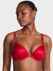 Victoria's Secret Lipstick Red Push Up Shine Strap Bra - Image 1 of 2