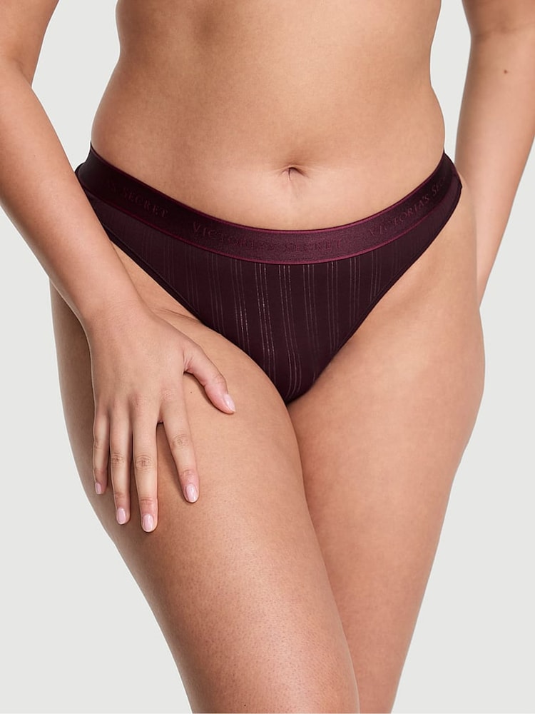 Victoria's Secret Winter Wine Purple Thong Modal Logo Knickers - Image 1 of 3