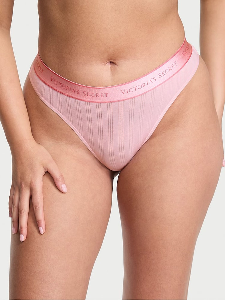 Victoria's Secret Pretty Blossom Pink Thong Modal Logo Knickers - Image 1 of 3 Victoria's Secret Pretty Blossom Pink Thong Modal Logo Knickers - Image 1 of 3