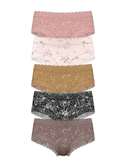Victoria's Secret Brown/Pink/Nude/Black Cheeky 5 Pack Knickers - Image 1 of 2