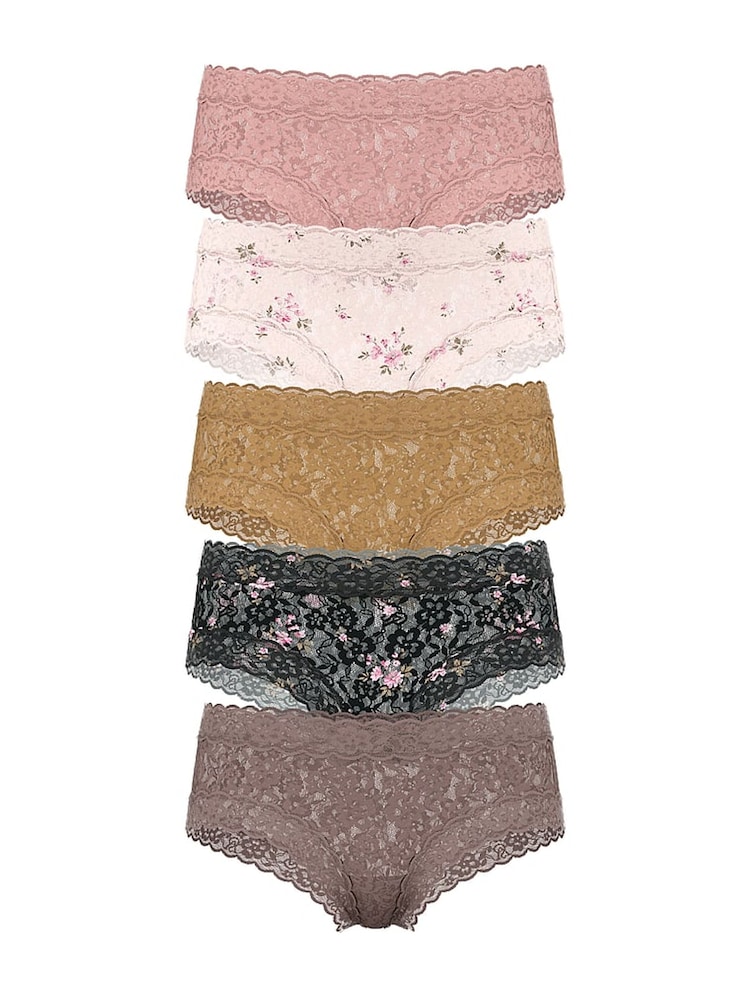 Victoria's Secret Brown/Pink/Nude/Black Cheeky 5 Pack Knickers - Image 1 of 2 Victoria's Secret Brown/Pink/Nude/Black Cheeky 5 Pack Knickers - Image 1 of 2