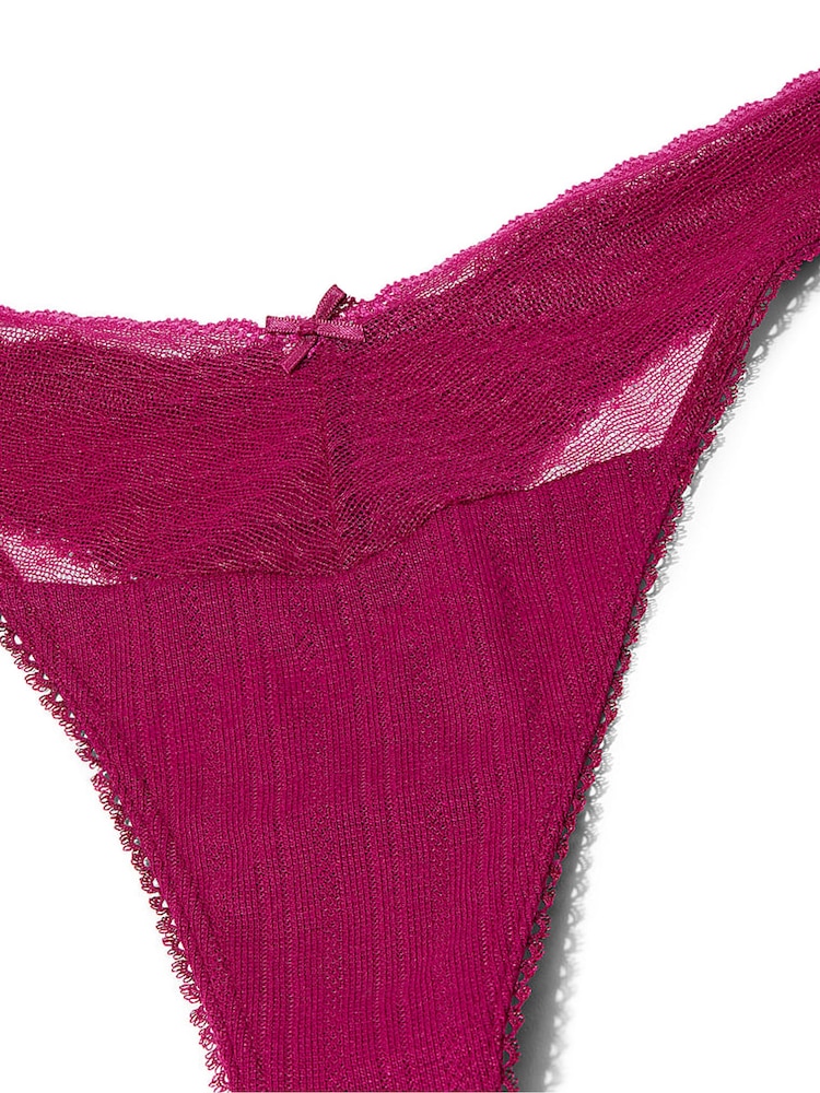 Victoria's Secret Fresh Jam Purple Thong Pointelle Knickers - Image 3 of 3