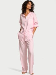 Victoria's Secret Heather Petal Pink Cotton Modal Long Pyjama Set - Image 1 of 3