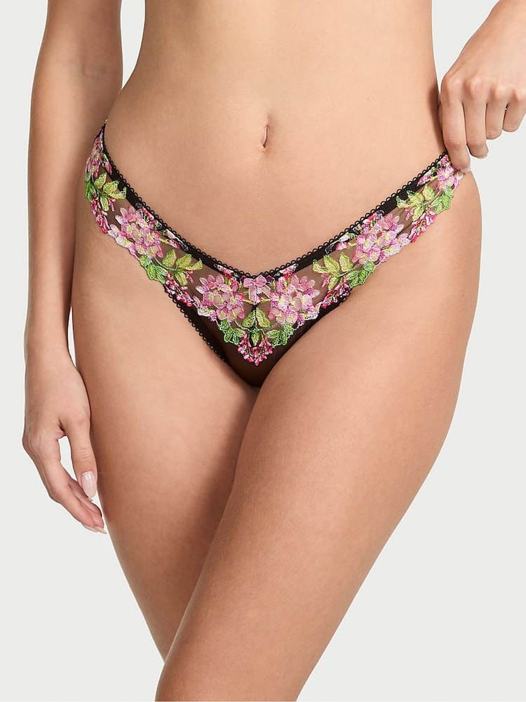 Victoria's Secret Black Brazilian Wisteria Embroidery Knickers - Image 1 of 2