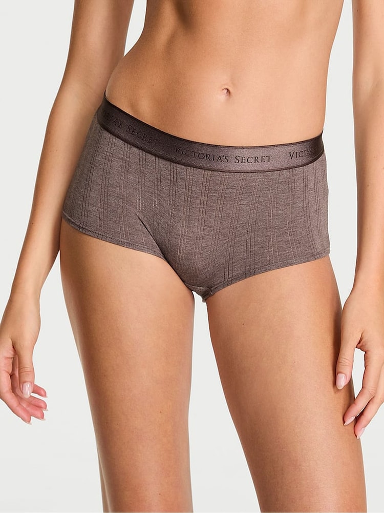 Victoria's Secret Cocoa Blush Heather Nude Short Modal Logo Knickers - Image 1 of 4 Victoria's Secret Cocoa Blush Heather Nude Short Modal Logo Knickers - Image 1 of 4