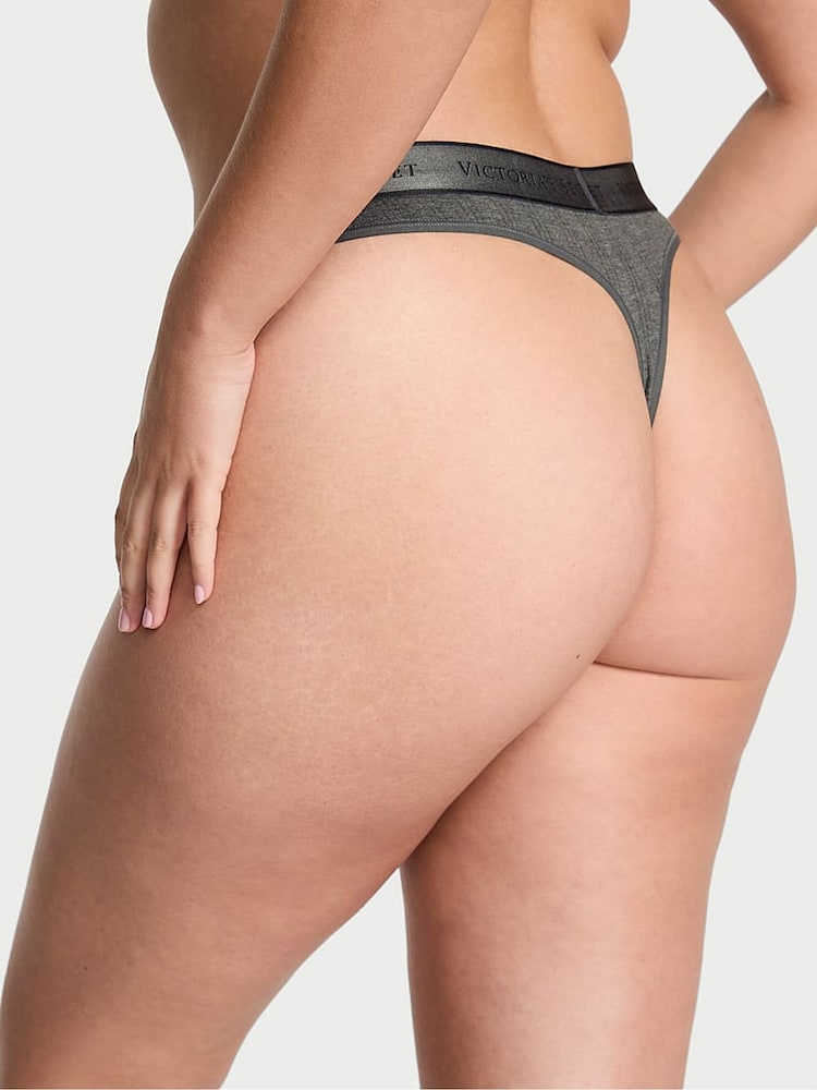 Victoria's Secret Anthracite Heather Grey Thong Modal Logo Knickers - Image 2 of 3 Victoria's Secret Anthracite Heather Grey Thong Modal Logo Knickers - Image 2 of 3