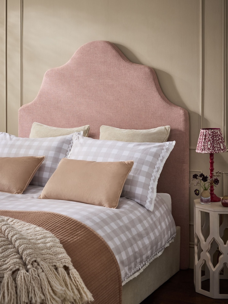 Natural Mix Light Rose Pink Grand Country Tall Upholstered Headboard - Image 1 of 4