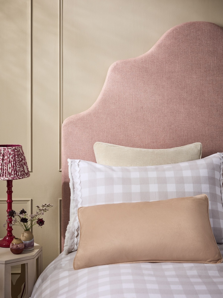 Natural Mix Light Rose Pink Grand Country Tall Upholstered Headboard - Image 2 of 4