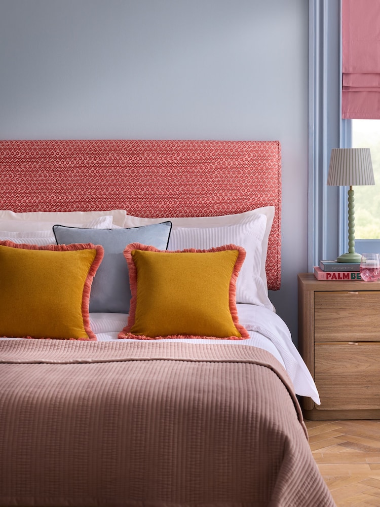 Patterned Lydhurst Geo Red Contemporary Upholstered Headboard - Image 1 of 3