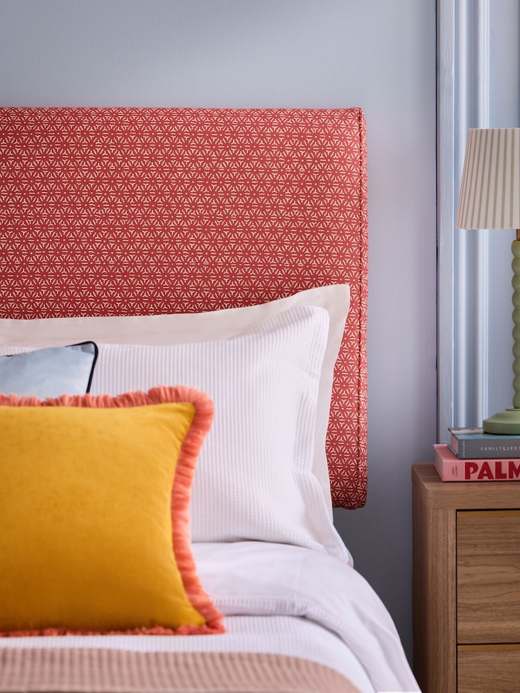 Patterned Lydhurst Geo Red Contemporary Upholstered Headboard - Image 2 of 3