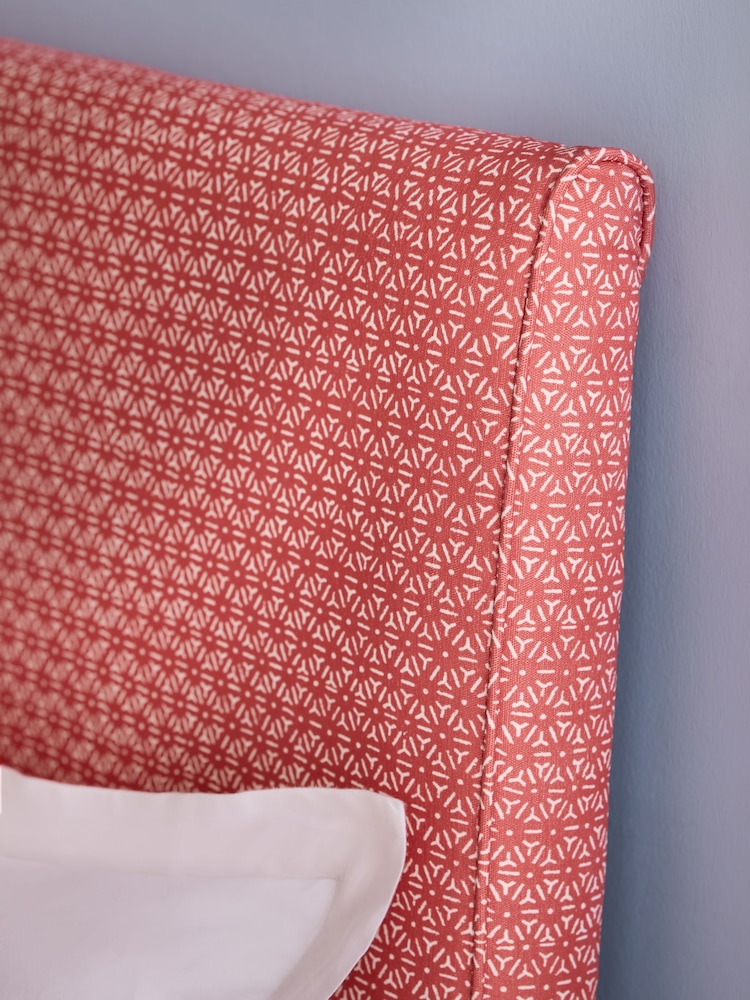Patterned Lydhurst Geo Red Contemporary Upholstered Headboard - Image 3 of 3