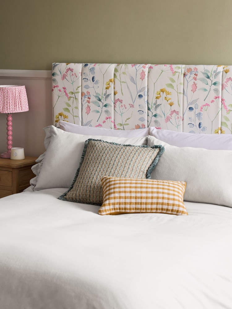 Patterned Isla Floral Blue Panelled Upholstered Headboard - Image 1 of 3