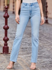 Sosandar Blue Spot Print Ruched Front Midi Jersey Jeans - Image 3 of 5