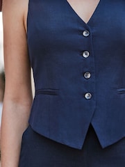 Sosandar Blue Linen Waistcoat - Image 5 of 5