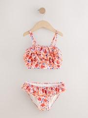 橙色小碎花圖案 - 小裙擺比基尼（3-16歲） - 圖片 5，共 8