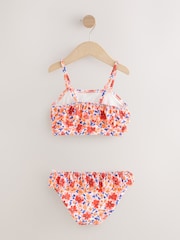 橙色小碎花圖案 - 小裙擺比基尼（3-16歲） - 圖片 6，共 8