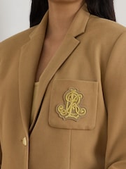 Lauren Ralph Lauren Classic Camel Curve Anfisa Bullion Jacquard Blazer - Image 3 of 8