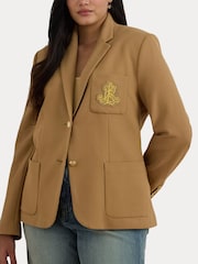 Lauren Ralph Lauren Classic Camel Curve Anfisa Bullion Jacquard Blazer - Image 7 of 8