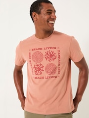 FatFace Rust Brown Coral Graphic Tshirt - Image 1 of 5
