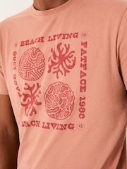 FatFace Rust Brown Coral Graphic Tshirt - Image 3 of 5